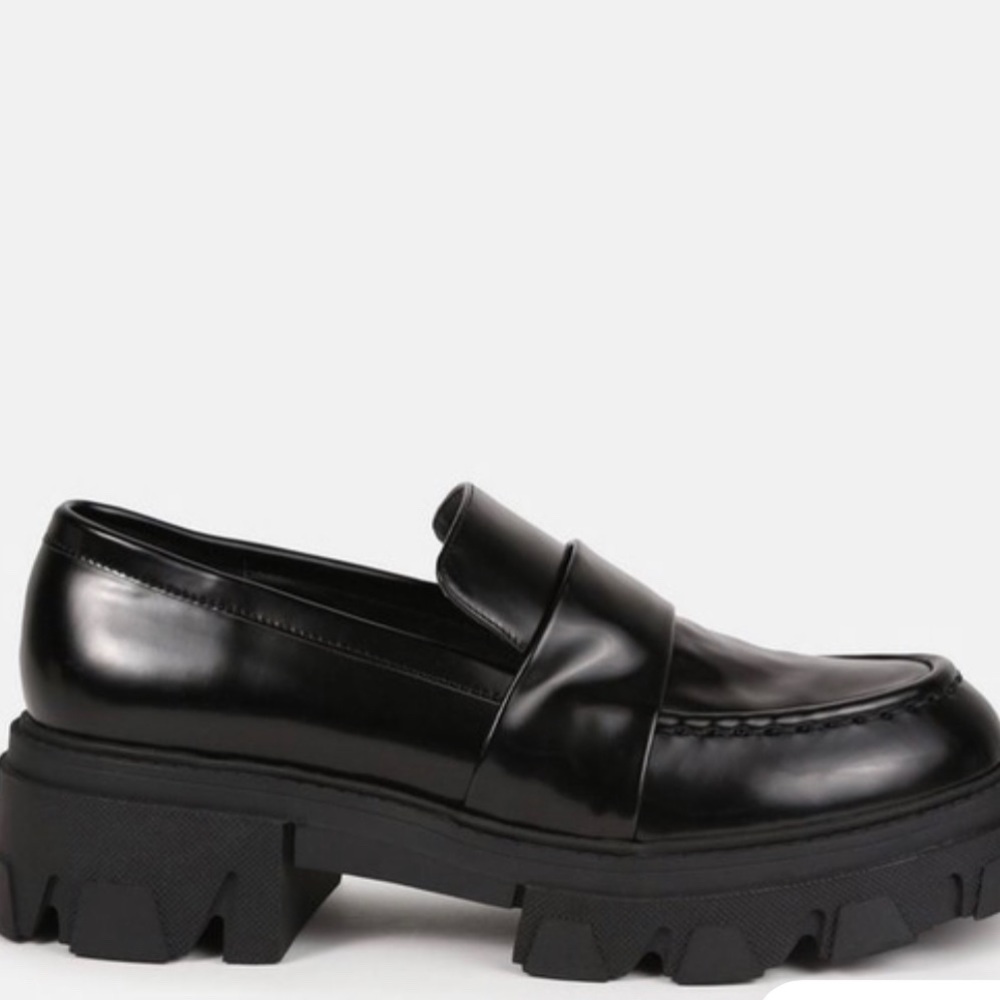 Missguided Black Faux Leather Chunky Loafer